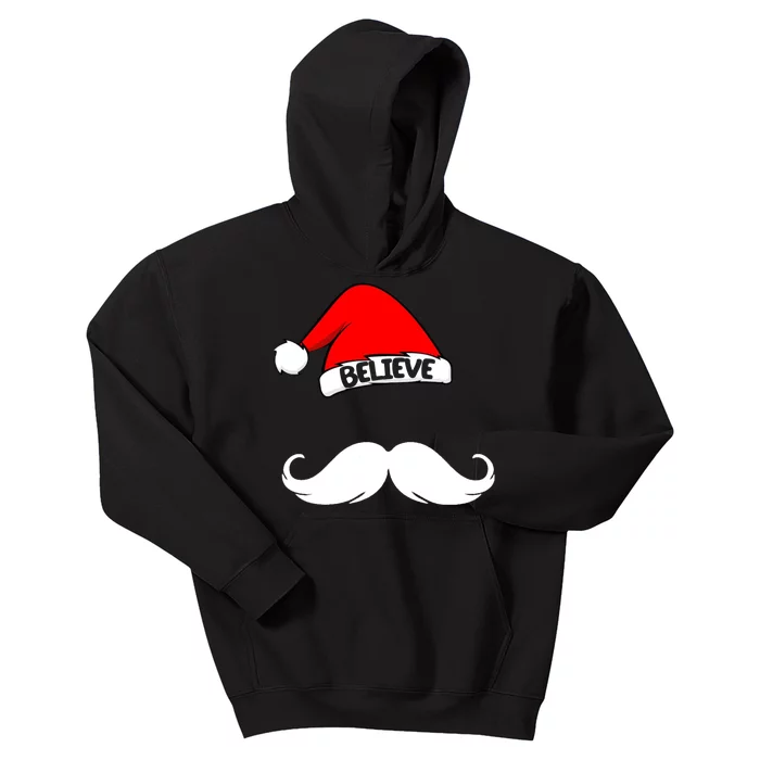 Believe In Santa Funny Mustache Kids Hoodie