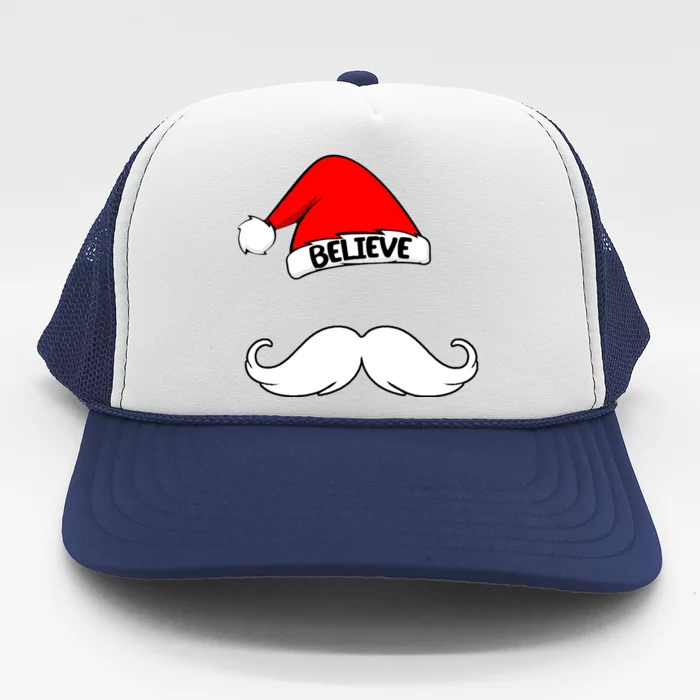 Believe In Santa Funny Mustache Trucker Hat