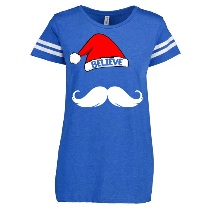 Believe In Santa Funny Mustache Enza Ladies Jersey Football T-Shirt