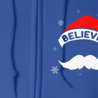 Believe In Santa Claus Christmas Xmas Santa Hat Full Zip Hoodie