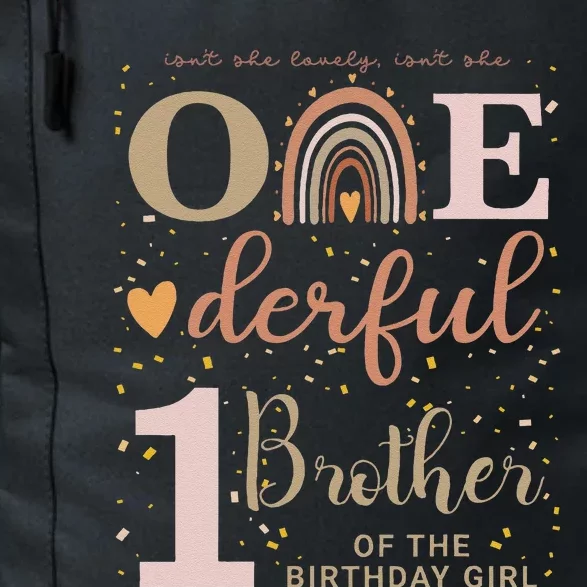 Brother Isnt She Onederful 1st Birthday Neutral Boho Rainbow Daily Commute Backpack