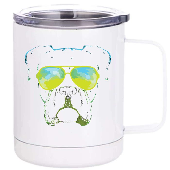 Boxer In Sunglasses Dog Gift Boxer Mom Boxer Dad Gift Front & Back 12oz Stainless Steel Tumbler Cup