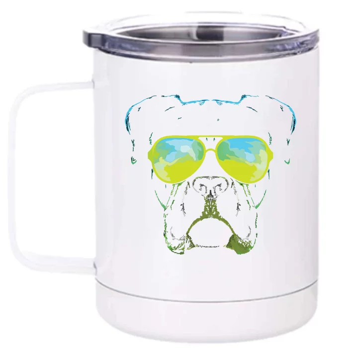 Boxer In Sunglasses Dog Gift Boxer Mom Boxer Dad Gift Front & Back 12oz Stainless Steel Tumbler Cup