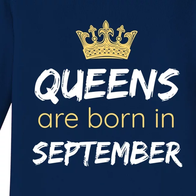 Birthday In September Queens Are Born In September Meaningful Gift Baby Long Sleeve Bodysuit