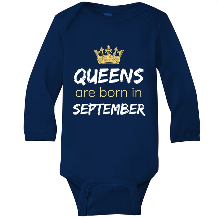 Birthday In September Queens Are Born In September Meaningful Gift Baby Long Sleeve Bodysuit