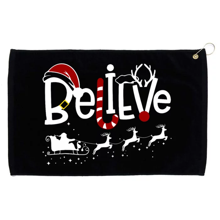 Believe In Santa Clause Christmas Grommeted Golf Towel