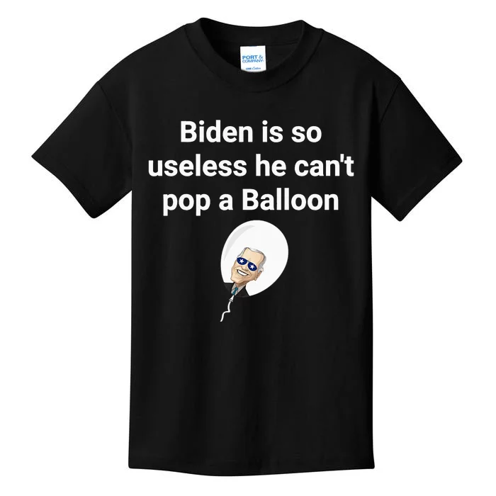 Biden is so useless he can't pop a balloon Chinese balloon Kids T-Shirt