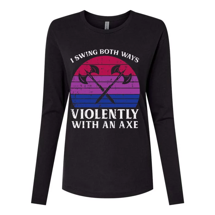 Bisexual I Swing Both Ways Axe Bi Pride Flag Lgbtq Womens Cotton Relaxed Long Sleeve T-Shirt