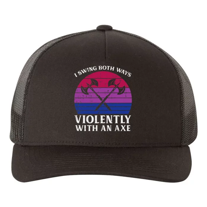 Bisexual I Swing Both Ways Axe Bi Pride Flag Lgbtq Yupoong Adult 5-Panel Trucker Hat