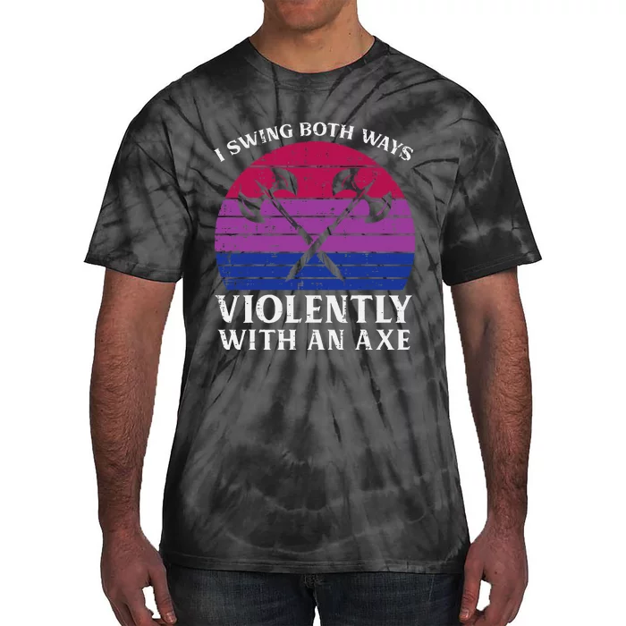 Bisexual I Swing Both Ways Axe Bi Pride Flag Lgbtq Tie-Dye T-Shirt