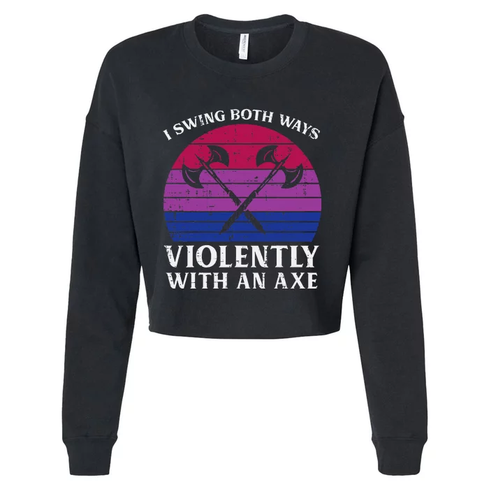 Bisexual I Swing Both Ways Axe Bi Pride Flag Lgbtq Cropped Pullover Crew