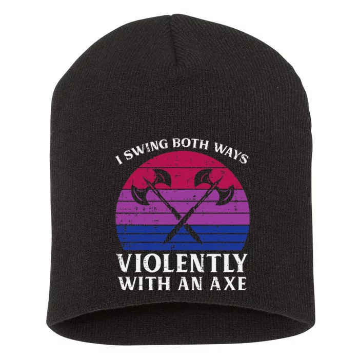 Bisexual I Swing Both Ways Axe Bi Pride Flag Lgbtq Short Acrylic Beanie