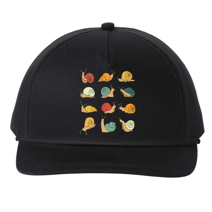 Beautifully Illustrated Snails Vintage Snail Lover Snapback Five-Panel Rope Hat