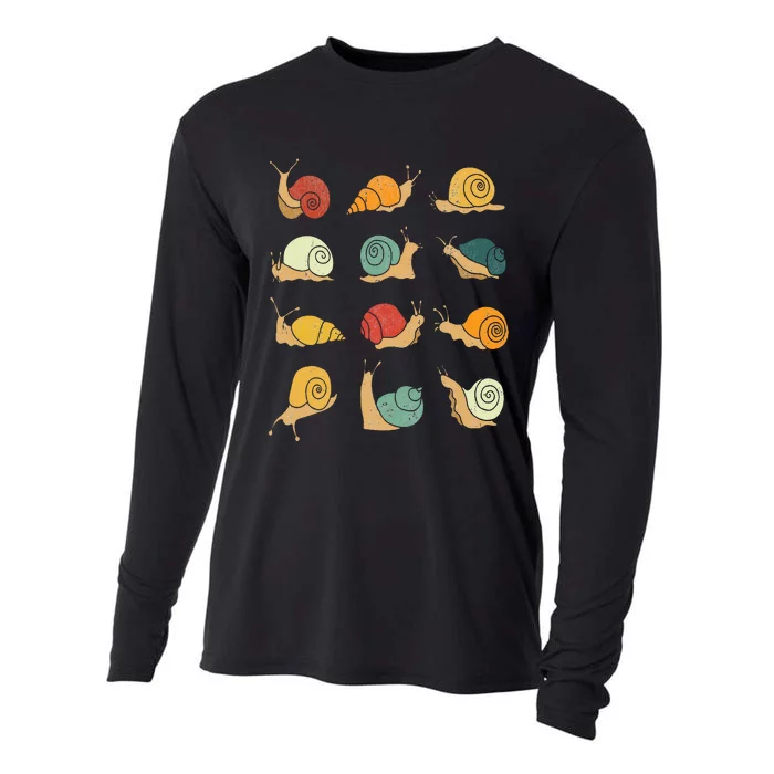 Beautifully Illustrated Snails Vintage Snail Lover Cooling Performance Long Sleeve Crew