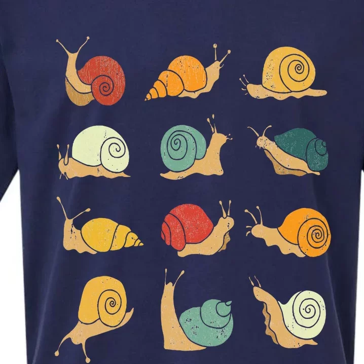 Beautifully Illustrated Snails Vintage Snail Lover Sueded Cloud Jersey T-Shirt