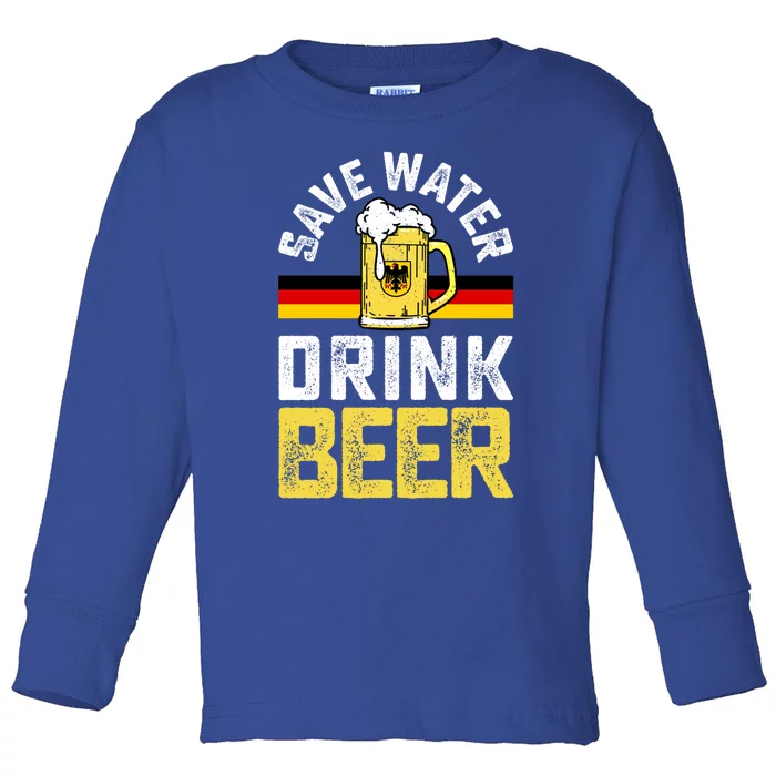 Beer Ing Save Water Beer Oktoberfest Funny Gift Toddler Long Sleeve Shirt