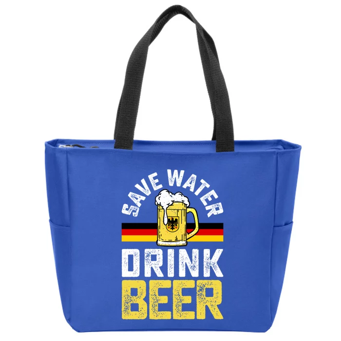 Beer Ing Save Water Beer Oktoberfest Funny Gift Zip Tote Bag