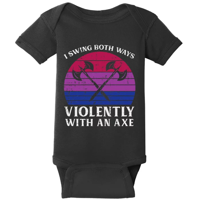 Bisexual I Swing Both Ways Axe Funny Bi Pride Flag Lgbtq Gift Baby Bodysuit