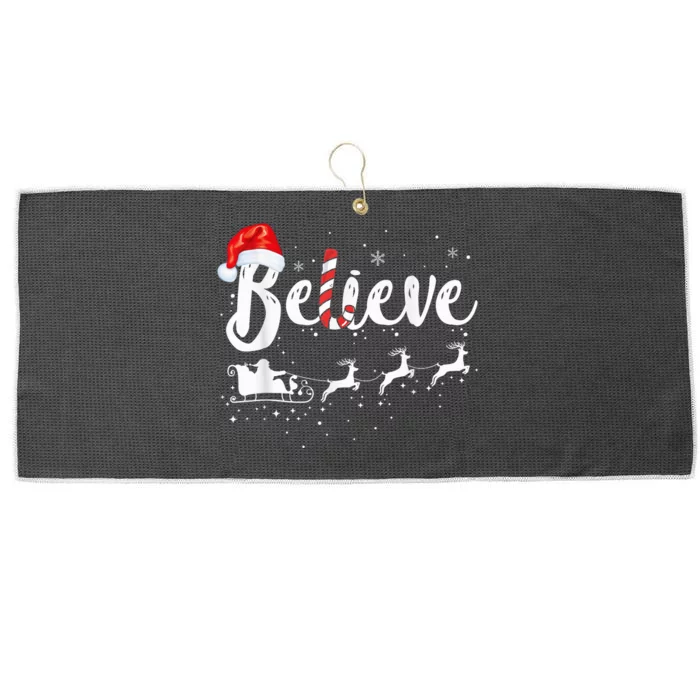 Believe In Santa Claus Believe Christmas Pajama Christmas Large Microfiber Waffle Golf Towel