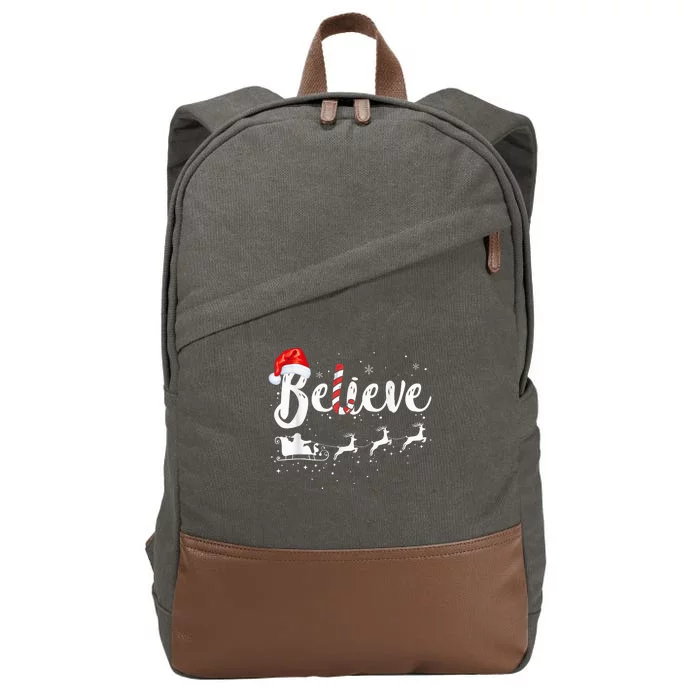 Believe In Santa Claus Believe Christmas Pajama Christmas Cotton Canvas Backpack