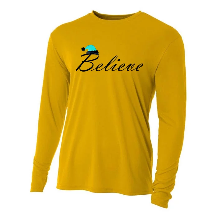 Believe In Santa Cute Christmas Gift Cooling Performance Long Sleeve Crew