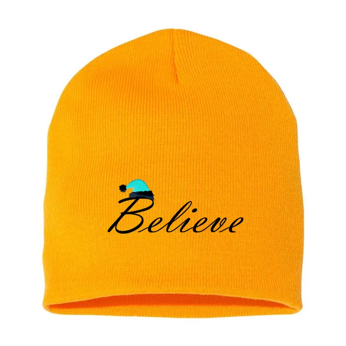 Believe In Santa Cute Christmas Gift Short Acrylic Beanie