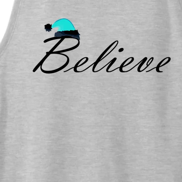 Believe In Santa Cute Christmas Gift Ladies Tri-Blend Wicking Tank