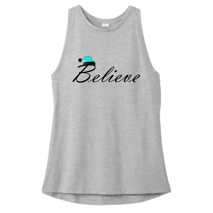 Believe In Santa Cute Christmas Gift Ladies Tri-Blend Wicking Tank