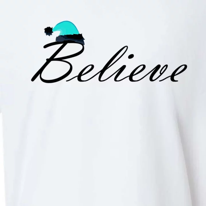 Believe In Santa Cute Christmas Gift Sueded Cloud Jersey T-Shirt