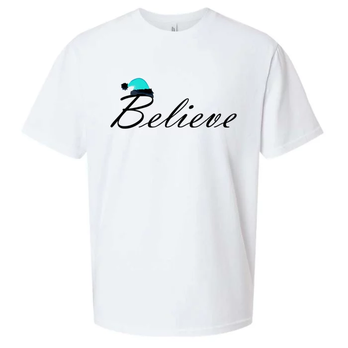 Believe In Santa Cute Christmas Gift Sueded Cloud Jersey T-Shirt