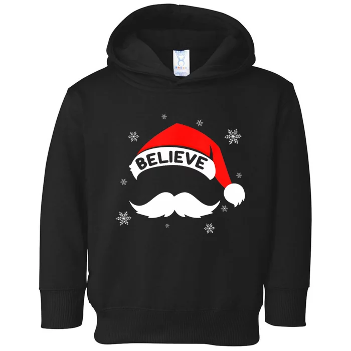 Believe In Santa Claus Christmas Xmas Santa Hat Toddler Hoodie