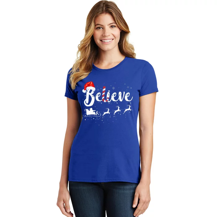 Believe In Santa Claus Believe Christmas Pajama Christmas Women's T-Shirt