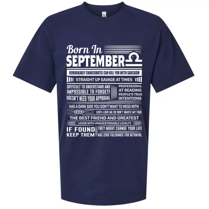 Born In September Libra Funny Birthday Gift Sueded Cloud Jersey T-Shirt