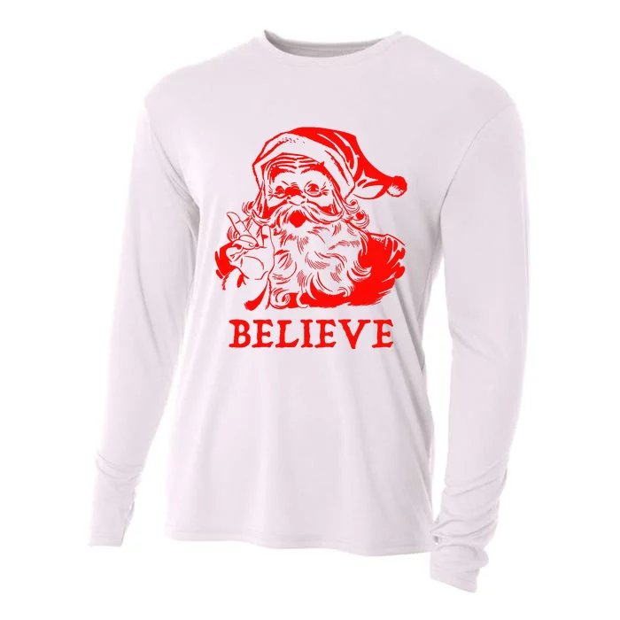 Believe In Santa Claus A Gift For Christmas Cooling Performance Long Sleeve Crew