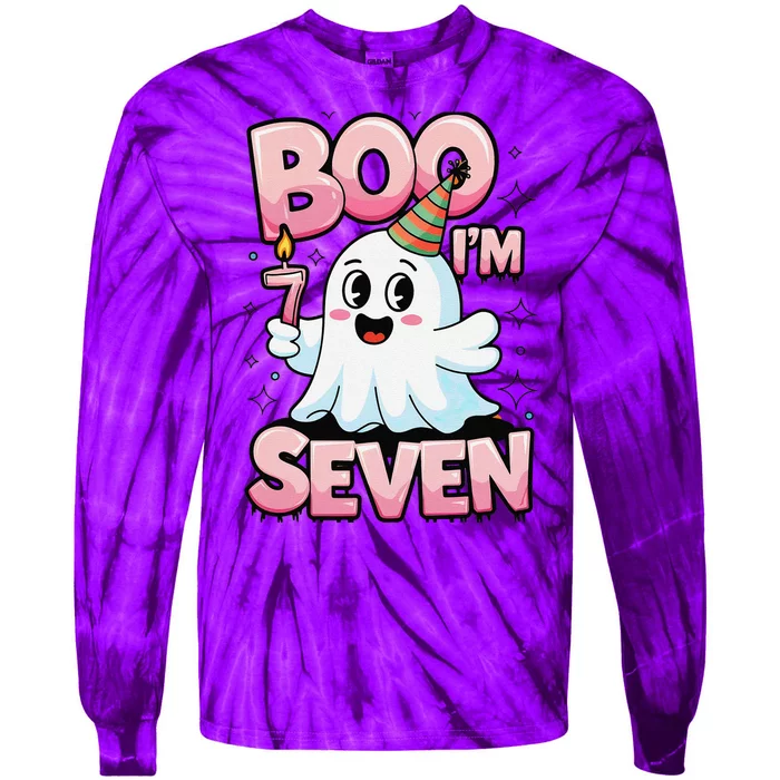 Boo IM Seven Ghost Theme For October Tie-Dye Long Sleeve Shirt