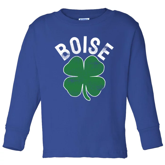 Boise Idaho St Patrick's Day Green Shamrock Irish Clover Gift Toddler Long Sleeve Shirt