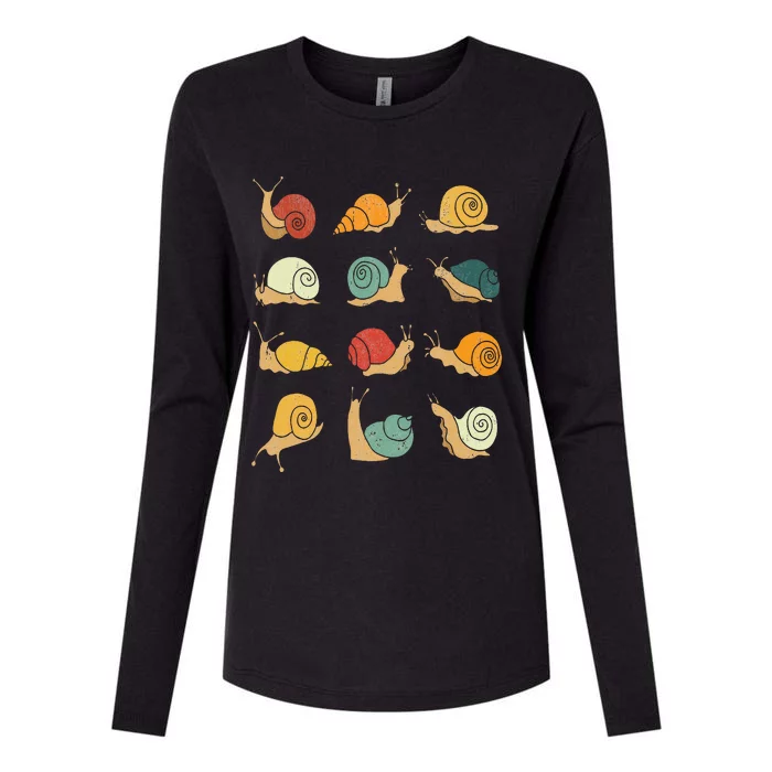 Beautifully Illustrated Snails Vintage Snail Lover Womens Cotton Relaxed Long Sleeve T-Shirt