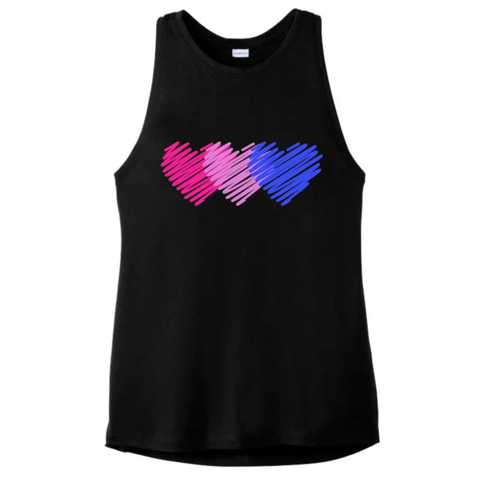 Bisexual Flag Hearts Love LGBT Bi Pride Ladies Tri-Blend Wicking Tank