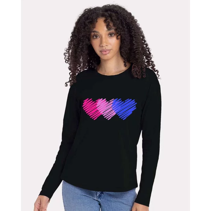 Bisexual Flag Hearts Love LGBT Bi Pride Womens Cotton Relaxed Long Sleeve T-Shirt