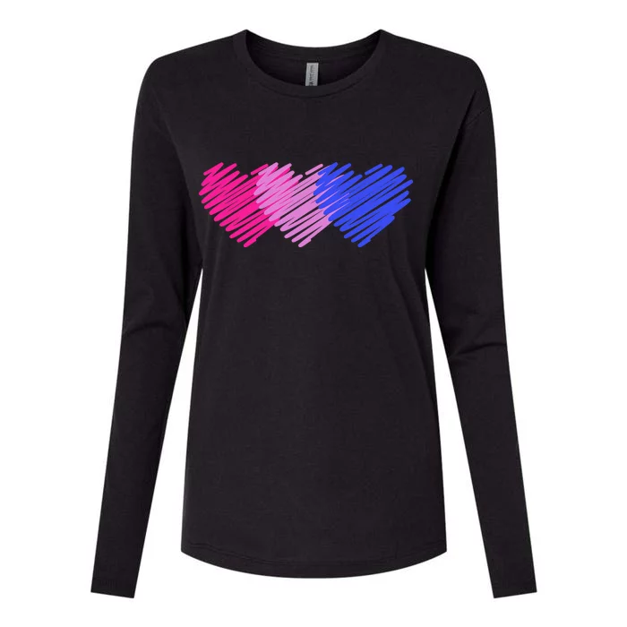 Bisexual Flag Hearts Love LGBT Bi Pride Womens Cotton Relaxed Long Sleeve T-Shirt