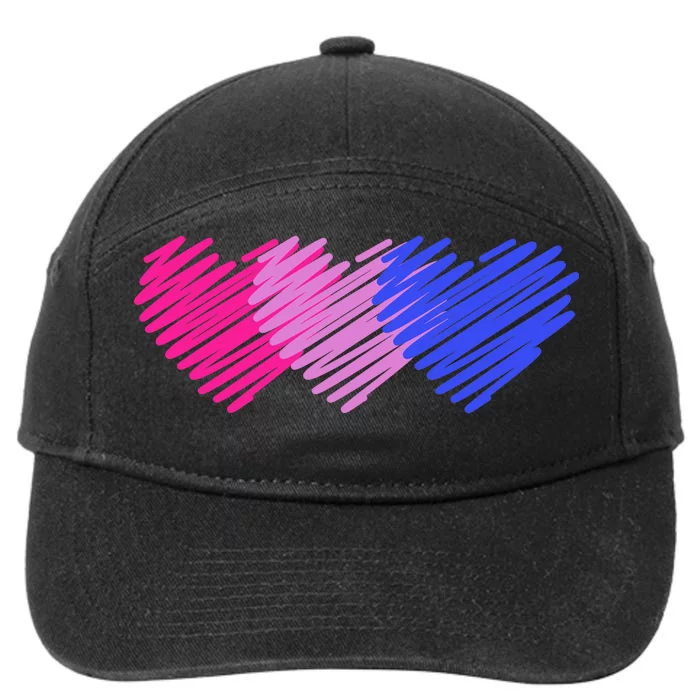 Bisexual Flag Hearts Love LGBT Bi Pride 7-Panel Snapback Hat