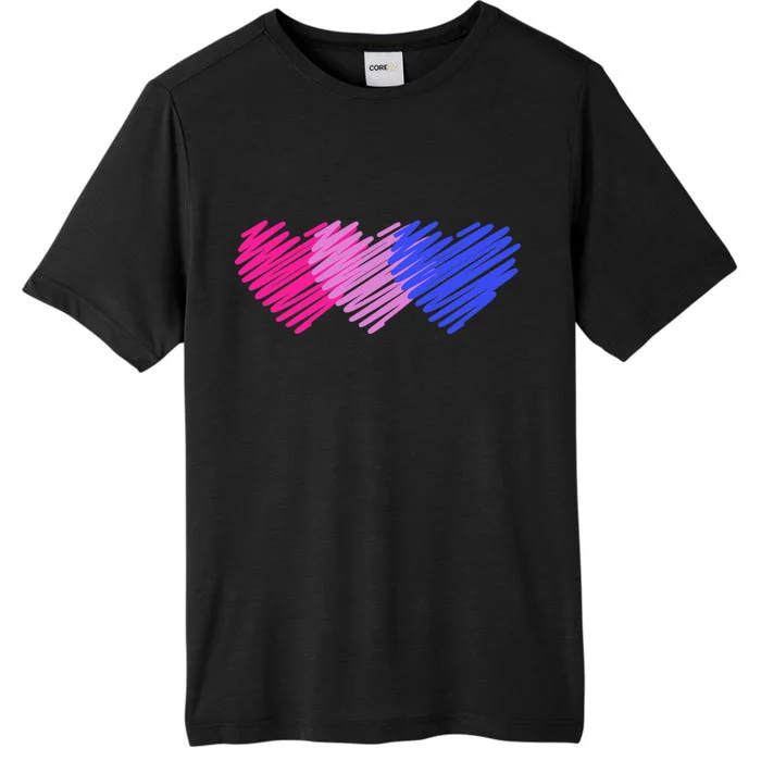 Bisexual Flag Hearts Love LGBT Bi Pride ChromaSoft Performance T-Shirt