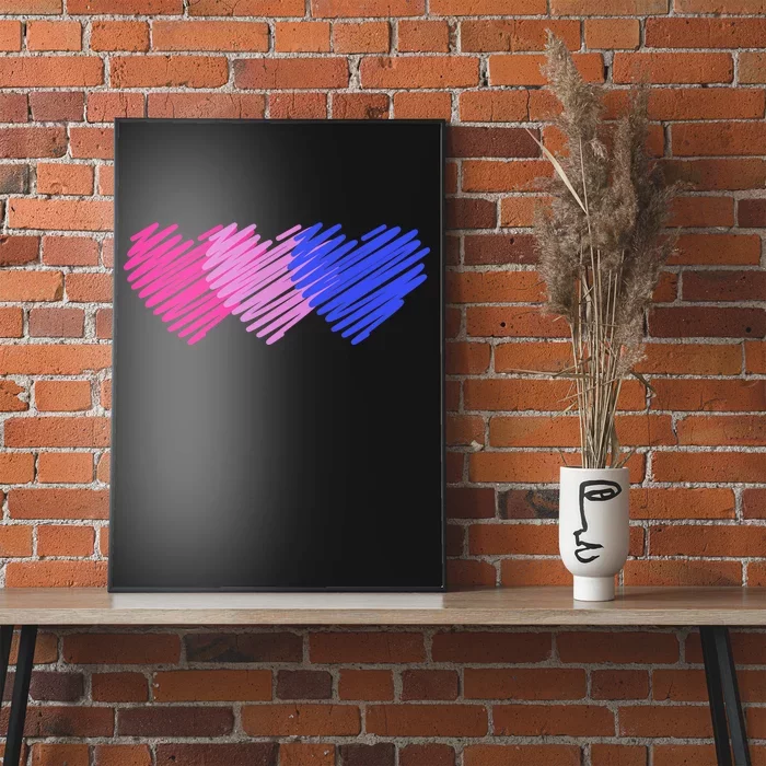 Bisexual Flag Hearts Love LGBT Bi Pride Poster