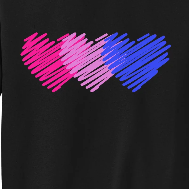 Bisexual Flag Hearts Love LGBT Bi Pride Tall Sweatshirt