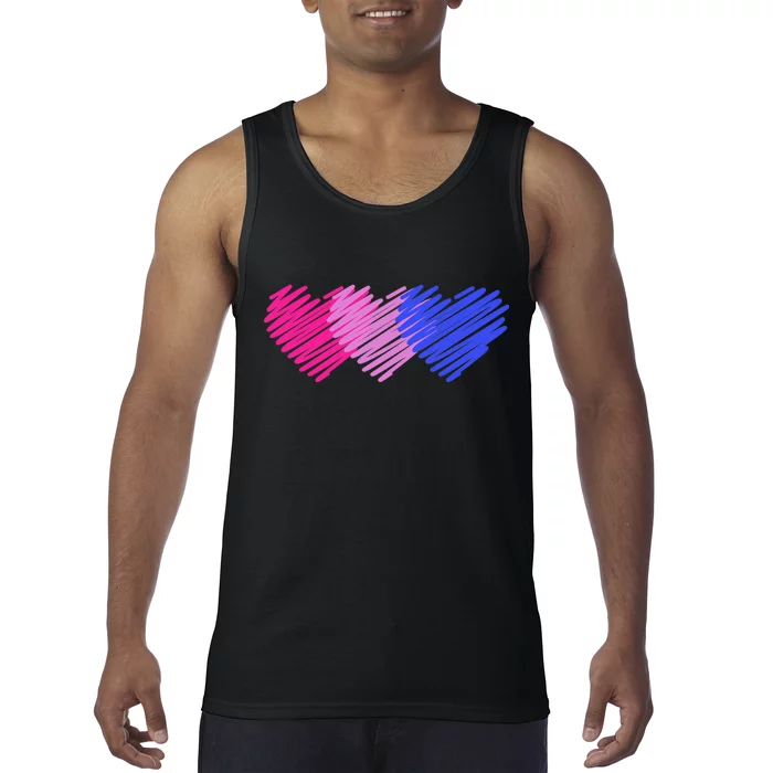 Bisexual Flag Hearts Love LGBT Bi Pride Tank Top