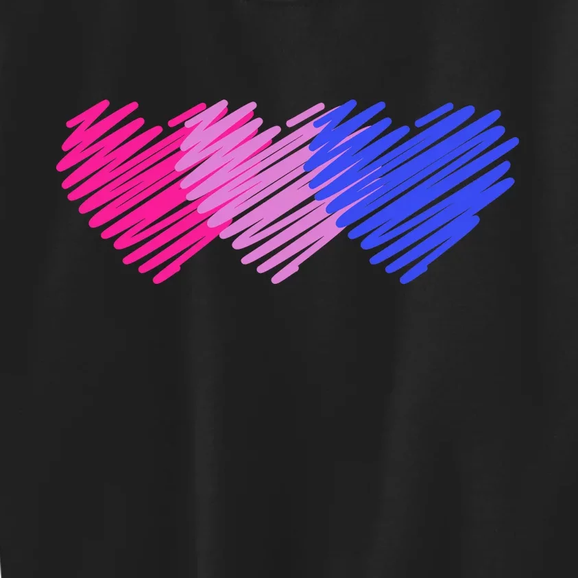 Bisexual Flag Hearts Love LGBT Bi Pride Kids Sweatshirt