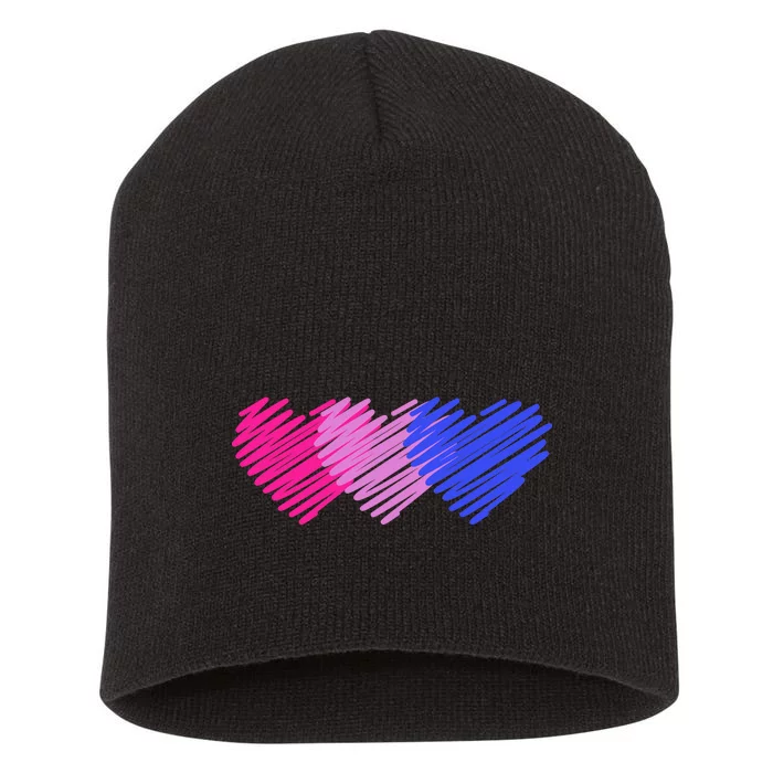 Bisexual Flag Hearts Love LGBT Bi Pride Short Acrylic Beanie