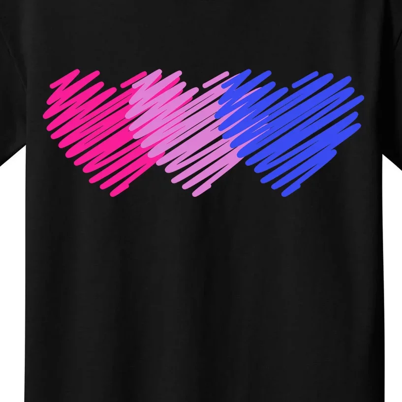 Bisexual Flag Hearts Love LGBT Bi Pride Kids T-Shirt