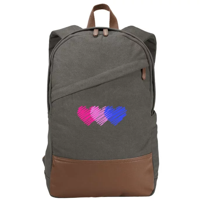 Bisexual Flag Hearts Love LGBT Bi Pride Cotton Canvas Backpack