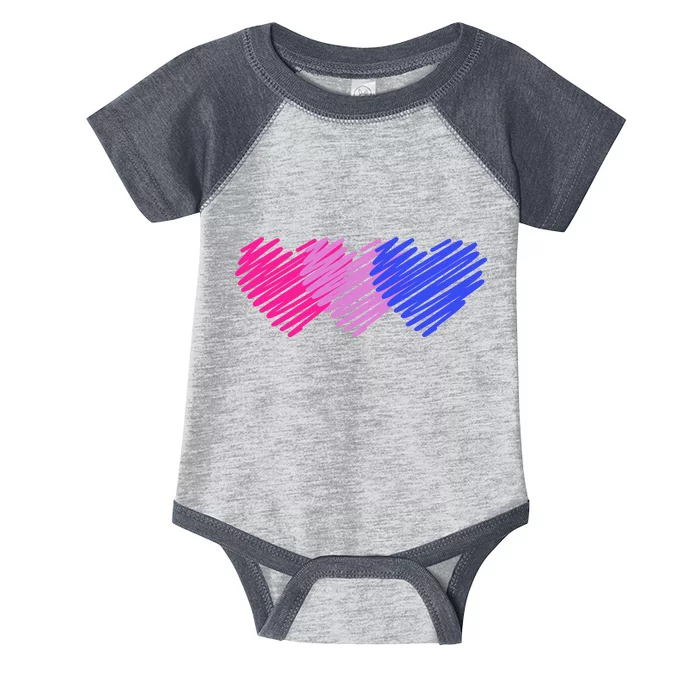 Bisexual Flag Hearts Love LGBT Bi Pride Infant Baby Jersey Bodysuit